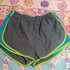Nike Women's Athletic Shorts in Gray and Neon Green